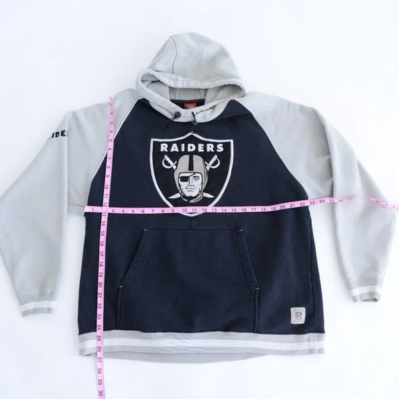 Vintage Reebok Gridiron Classic  NFL Raiders Grey Hoodie Sweater Size Large - Picture 5 of 15